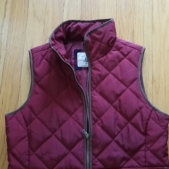 Quilted Zip Up Vest, Dark Red - Picture 6 of 7